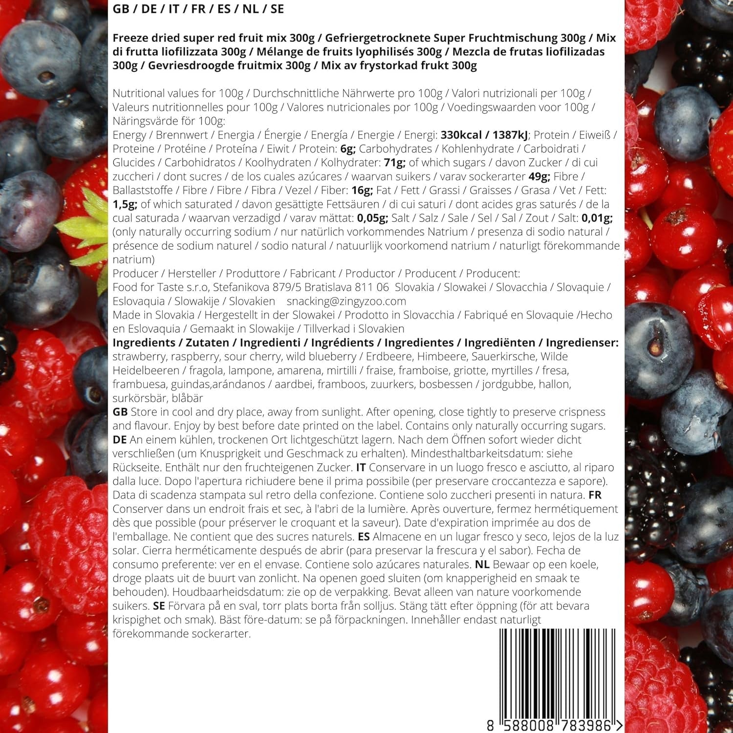 Gefriergetrocknete Superbeeren-Fruchtmischung | XL 300g Trockenfrüchte ohne Zucker | Trockenfrüchte | Trockenfrüchte Gefriergetrocknete Erdbeeren Himbeeren Blaubeeren Gefriergetrocknete ZingyZoo Dehydrierte Produkte Naty Shop