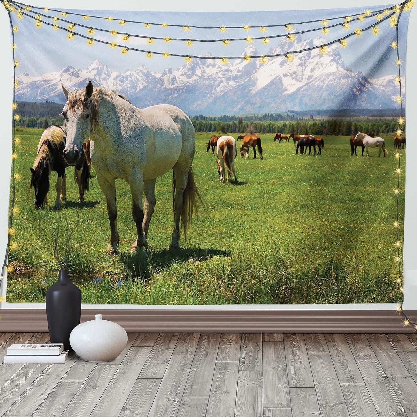 Wandteppich Abakuhaus Fernweh Tier Weltkarte Zeichnungen Zuhause – Accessoires und Dekorationen Naty Shop Greetings weiß 230 L x 140 B cm