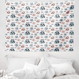 Wandteppich Abakuhaus Fernweh Tierkarte der Welt Zeichnungen Zuhause – Accessoires und Dekorationen Naty Shop Grau Blau 150L x 110B cm