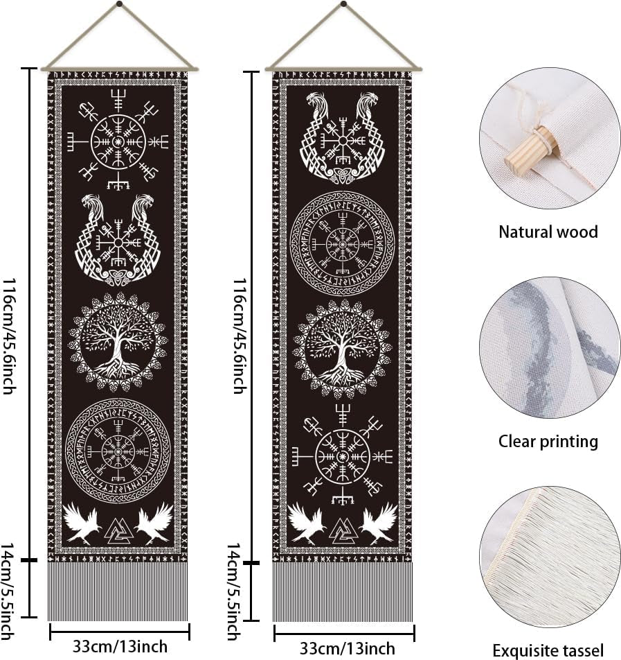 Wandteppich ahandmaker Wikinger Symbol Baum des Lebens Runen House - Accessoires und Dekorationen Naty Shop