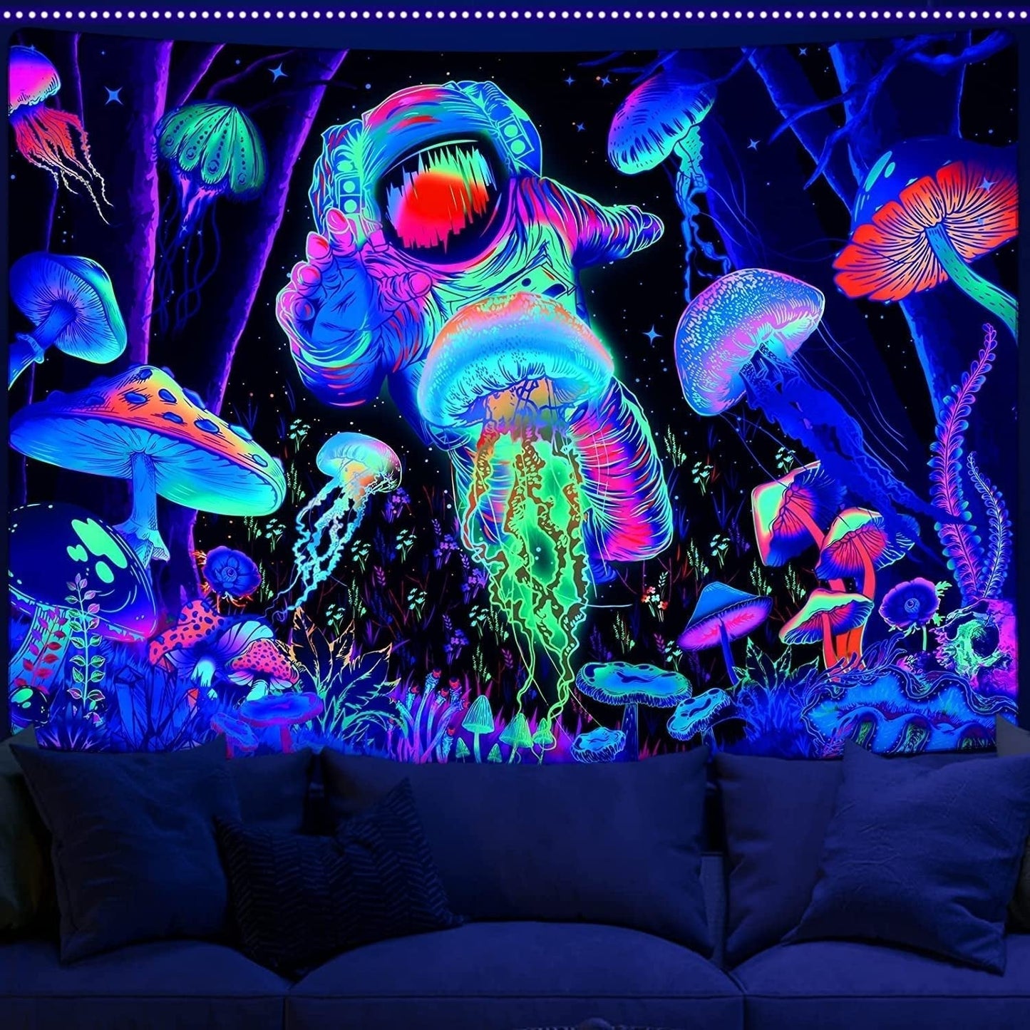 Gobelin Alishomtll Schwarzlicht abstrakte Wandkunst Zuhause – Accessoires und Dekorationen Naty Shop Multi 150 L x 130 B cm