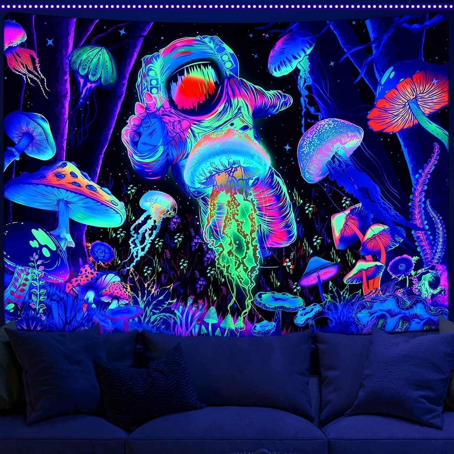 Gobelin Alishomtll Schwarzlicht abstrakte Wandkunst Zuhause – Accessoires und Dekorationen Naty Shop Multi 150 L x 130 B cm