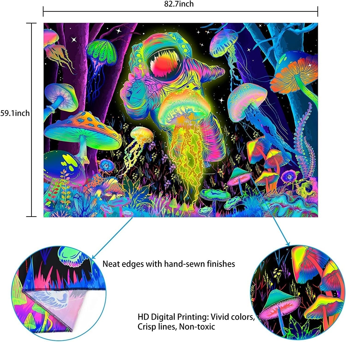 Gobelin Alishomtll Schwarzlicht abstrakte Wandkunst Zuhause – Accessoires und Dekorationen Naty Shop