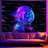 Tapisserie Alishomtll fluoreszierender Totenkopf Astronaut Schwarzlicht Zuhause – Accessoires und Dekorationen Naty Shop Multi 210L x 150B cm