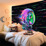 Tapisserie Alishomtll fluoreszierender Totenkopf Astronaut Schwarzlicht Zuhause – Accessoires und Dekorationen Naty Shop