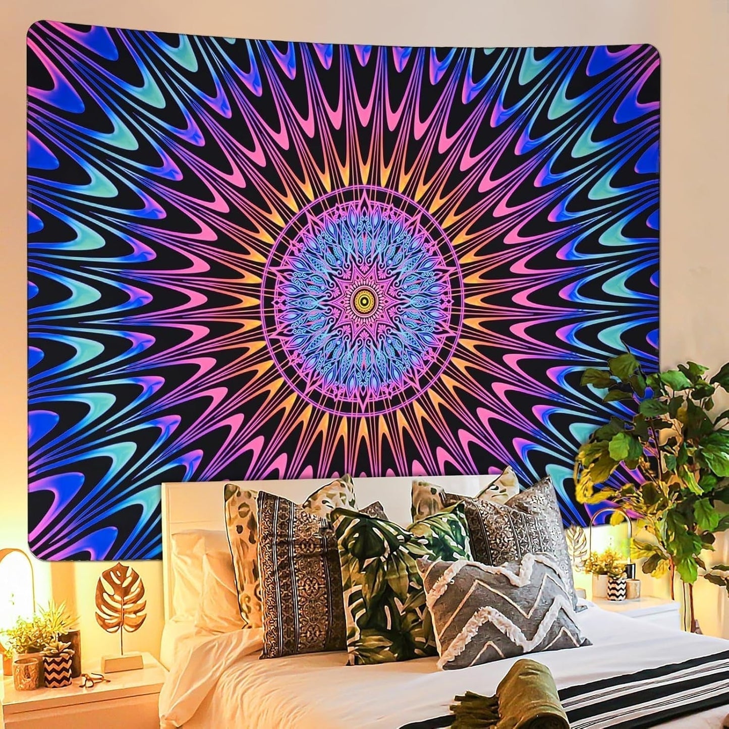 Gobelin Alishomtll farbiges Mandala Schwarzlichtkunst Zuhause – Accessoires und Dekorationen Naty Shop