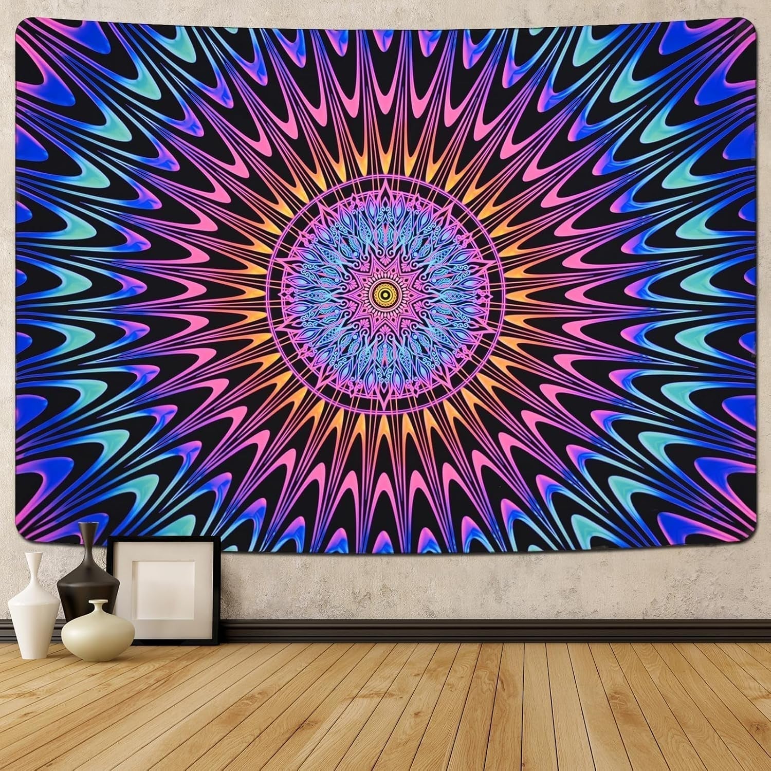 Gobelin Alishomtll farbiges Mandala Schwarzlichtkunst Zuhause – Accessoires und Dekorationen Naty Shop