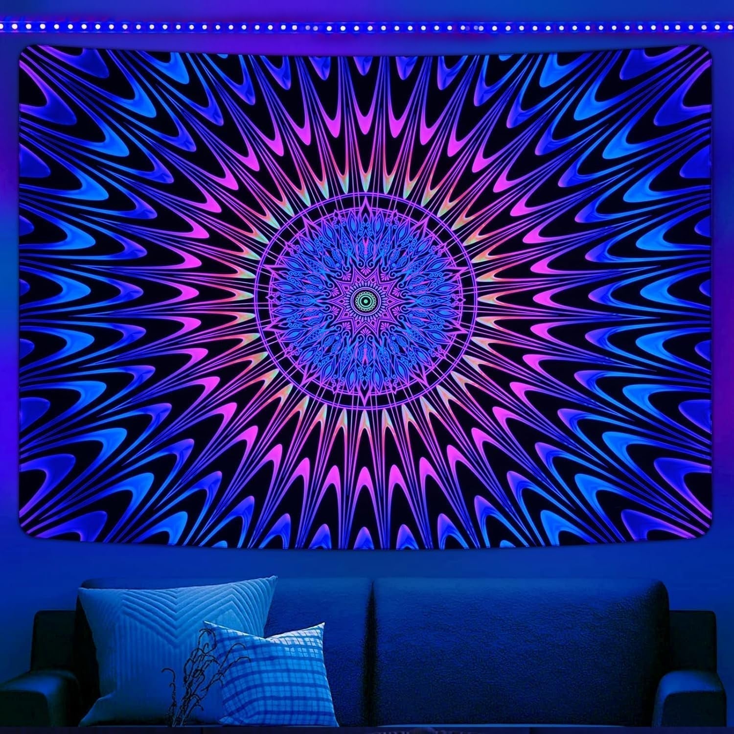 Gobelin Alishomtll farbiges Mandala Schwarzlichtkunst Zuhause – Accessoires und Dekorationen Naty Shop 210L x 150B cm
