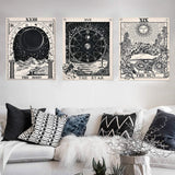 Alishomtll Wandteppich-Tarot-Set Sonne Mond Sterne Startseite – Accessoires und Dekorationen Naty Shop Tarot-Set (schwarz und weiß) 40 x 50 cm