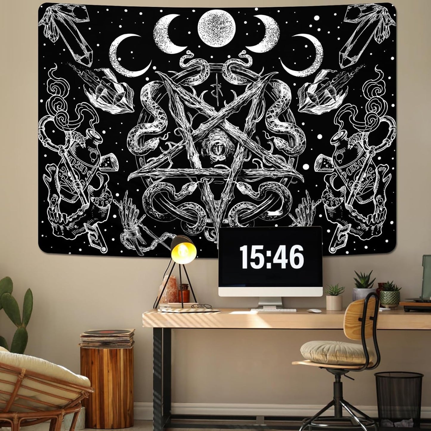 Tapisserie Alishomtll Witchy Snake Ästhetik Gothic Pentagramm Wand Home – Accessoires und Dekorationen Naty Shop
