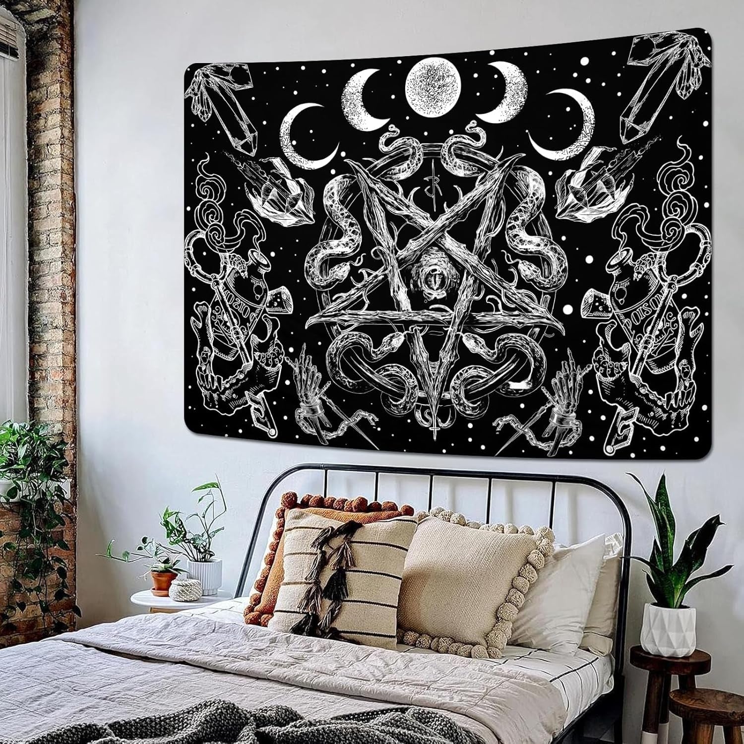Tapisserie Alishomtll Witchy Snake Ästhetik Gothic Pentagramm Wand Home – Accessoires und Dekorationen Naty Shop