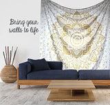 Gobelin mit goldenem Metallic-Mandala, Strandüberwurf aus indischer Baumwolle von Casa – Accessoires und Dekorationen Naty Shop