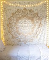 Metallisch-goldener Wandteppich, Mandala-Strandüberwurf aus indischer Baumwolle, Startseite – Accessoires und Dekorationen, Naty Shop, Standardtitel