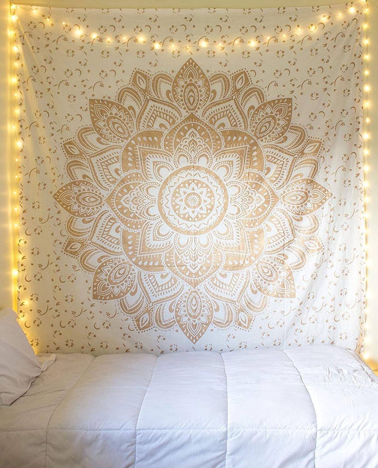 Metallisch-goldener Wandteppich, Mandala-Strandüberwurf aus indischer Baumwolle, Startseite – Accessoires und Dekorationen, Naty Shop, Standardtitel