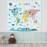 Bashom Wandteppich Deutsche Tierweltkarte für Kinder Zuhause - Accessoires und Dekorationen Naty Shop