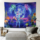Wandteppich Betylfoy Schwarzlicht Astronaut reaktive Pflanzen Qualle Zuhause - Accessoires und Dekorationen Naty Shop
