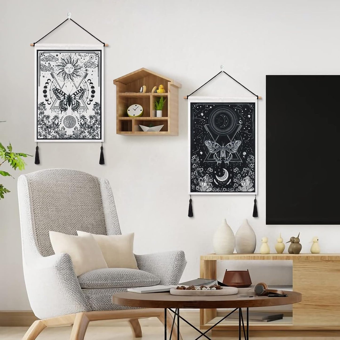Gobelin Betylfoy Stücke kleine Wandteppiche Pailletten Sonne Mond Zuhause - Accessoires und Dekorationen Naty Shop