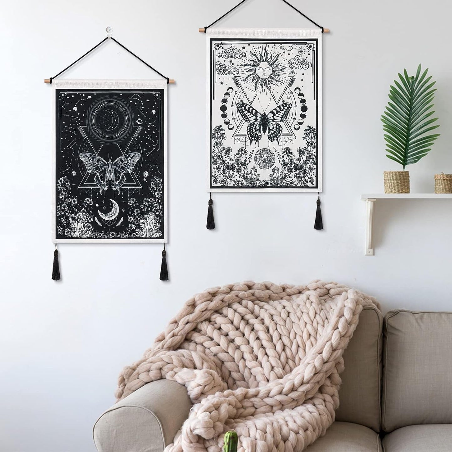 Gobelin Betylfoy Stücke kleine Wandteppiche Pailletten Sonne Mond Zuhause - Accessoires und Dekorationen Naty Shop