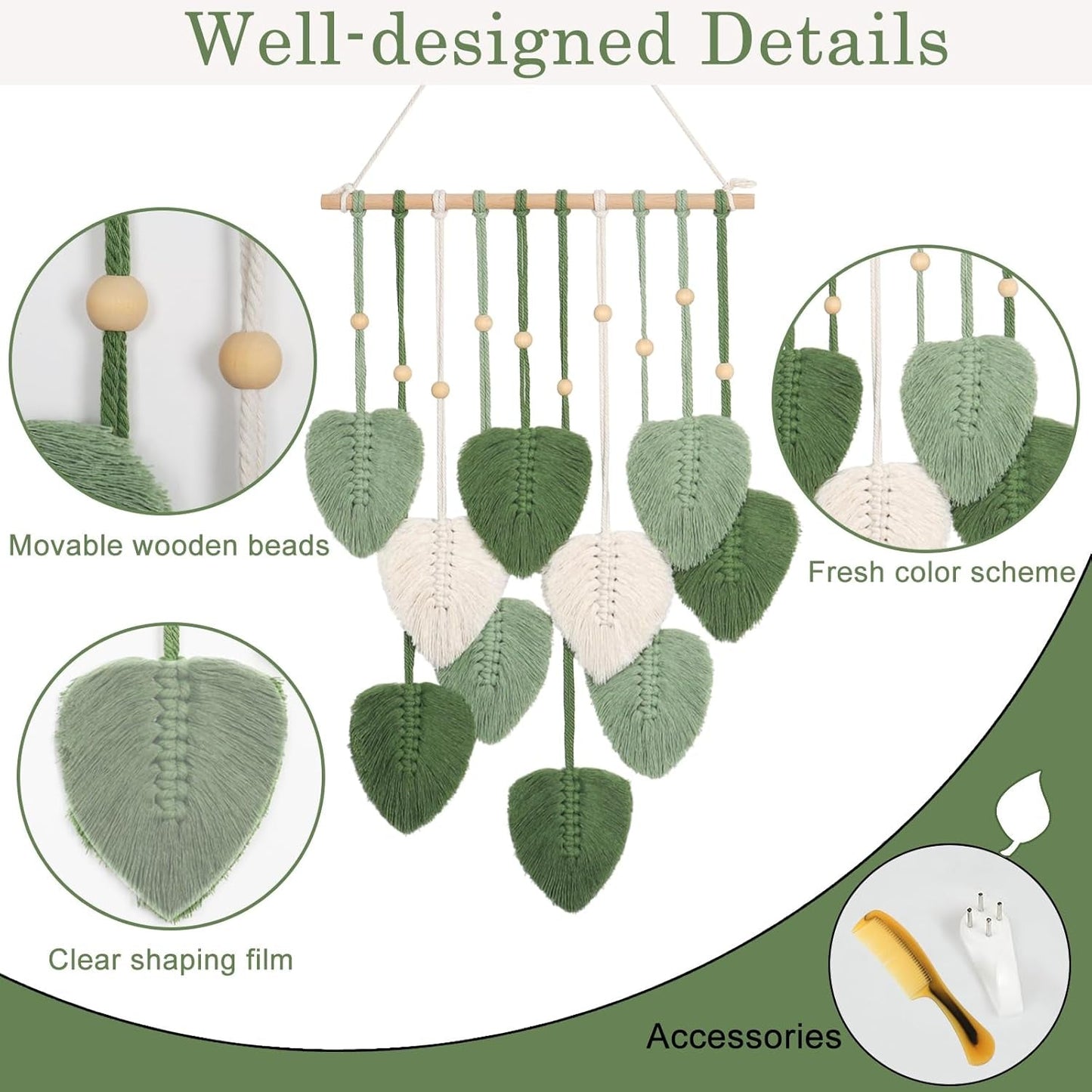 Gobelin Betylfoy Holzperlen grüne Blätter Zuhause - Accessoires und Dekorationen Naty Shop