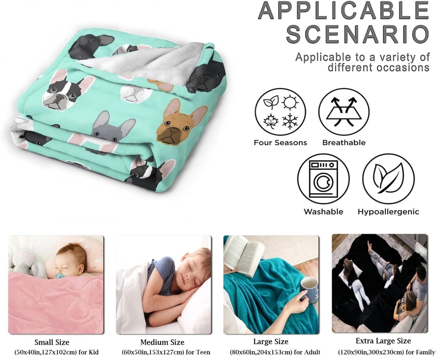 Wandteppich mit französischer Bulldogge und Motiv vor dem Haus – Accessoires und Dekorationen Naty Shop