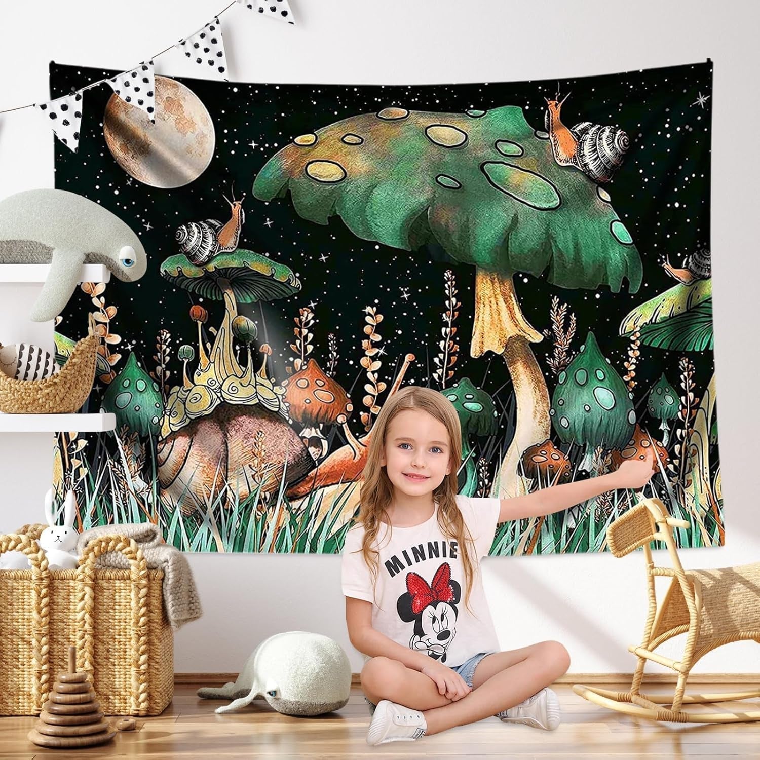 Wandteppich mit Dschungelpilzen und Schnecken aus dem Wald. Zuhause – Accessoires und Dekorationen Naty Shop