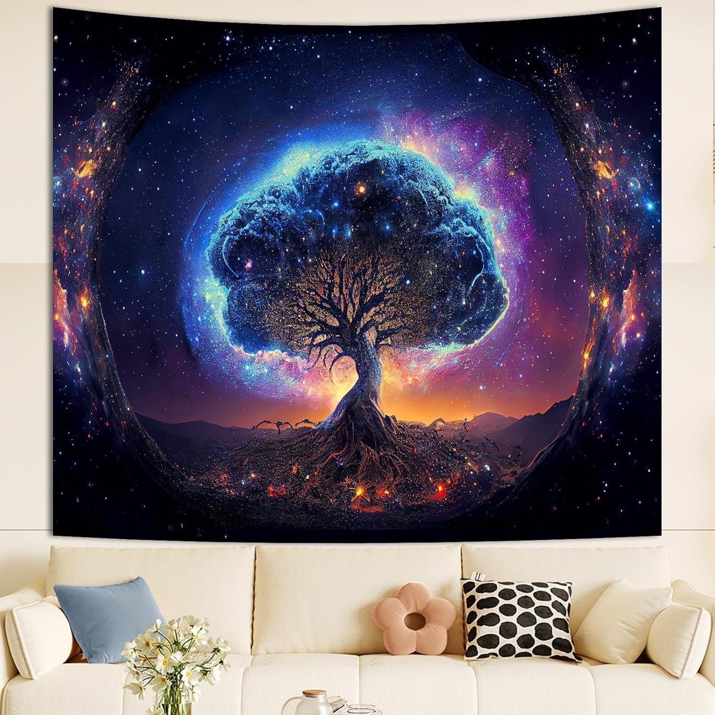 Baum-Wandteppich, Schwarzlicht, räumliche Ästhetik, Zuhause – Accessoires und Dekorationen, Naty Shop