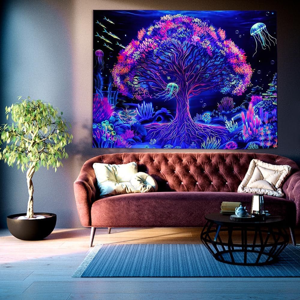 Wandteppich Baum des Lebens fluoreszierendes Mandala Home - Accessoires und Dekorationen Naty Shop