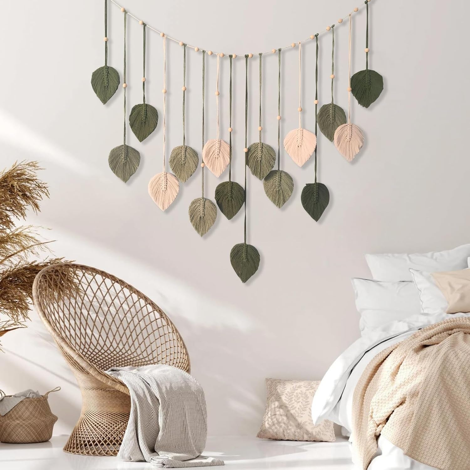 Tapisserie-Dekoration, Holzperlen, Blatt-Design, Zuhause – Accessoires und Dekorationen, Naty Shop