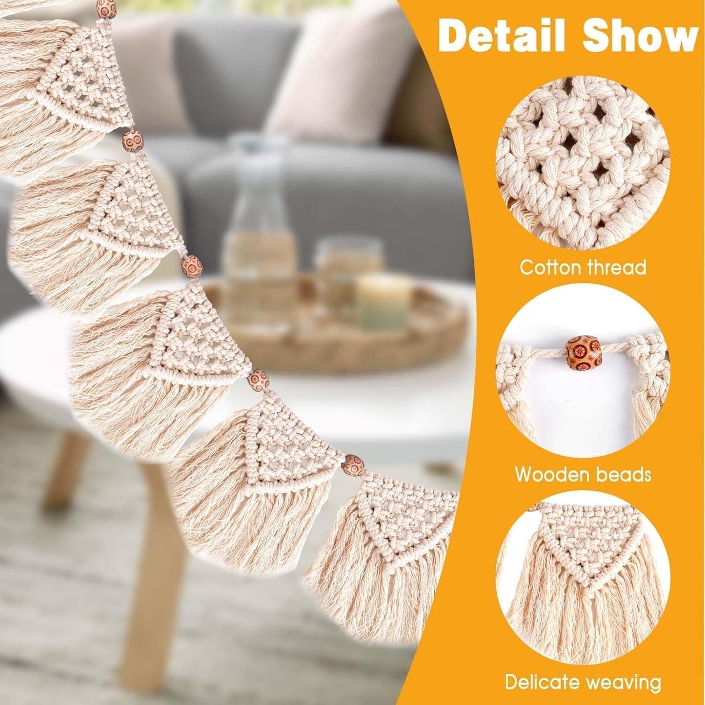 Tapisserie-Dekoration, handgefertigt, gewebte Fransen, LED-Girlande Zuhause – Accessoires und Dekorationen Naty Shop