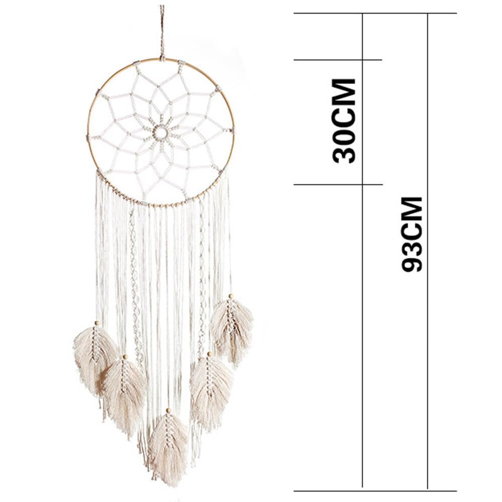 Großer weißer Traumfänger-Wandteppich mit handgemachter Quaste von Casa – Accessoires und Dekorationen Naty Shop
