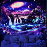 Wandteppich Dremisland Schwarzlichtpilz psychedelisch reaktive Galaxiewand Zuhause – Accessoires und Dekorationen Naty Shop Calea Lactee 150 L x 130 B cm