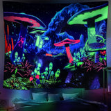 Wandteppich Dremisland Schwarzlichtpilz psychedelisch reaktive Galaxiewand Zuhause – Accessoires und Dekorationen Naty Shop Pilz 200 L x 148 B cm
