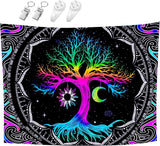 Wandteppich, fluoreszierender Baum, Leben, psychedelischer Mond, Zuhause – Accessoires und Dekorationen, Naty Shop