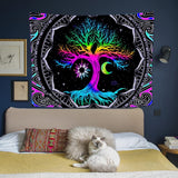 Wandteppich, fluoreszierender Baum, Leben, psychedelischer Mond, Zuhause – Accessoires und Dekorationen, Naty Shop