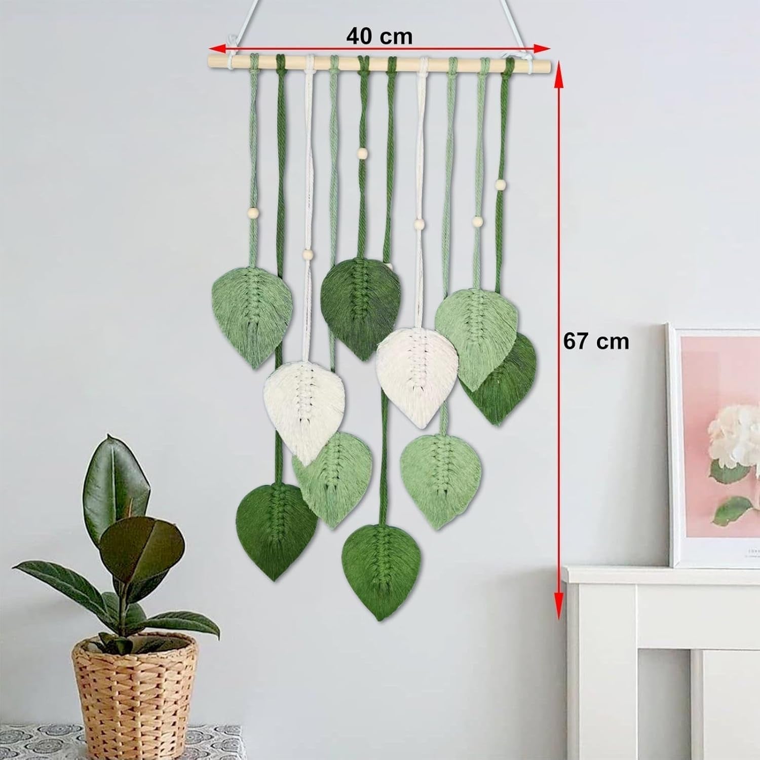 Handgefertigter Wandteppich-Haken mit Blättern für den Raum Zuhause – Accessoires und Dekorationen Naty Shop