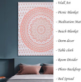 Einrichtungsvoller, rosafarbener Mandala-Wandteppich von Finesse. Startseite – Accessoires und Dekorationen Naty Shop