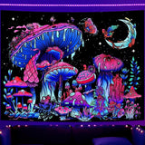 Wandteppich Galaxie Schwarzlicht Sternenhimmel Reaktiv Blau Zuhause – Accessoires und Dekorationen Naty Shop Pilz 200 L x 150 B cm
