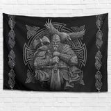 Gobelin grau Wikinger Odin Axt Schwert Rabe Kreuz Startseite - Accessoires und Dekorationen Naty Shop