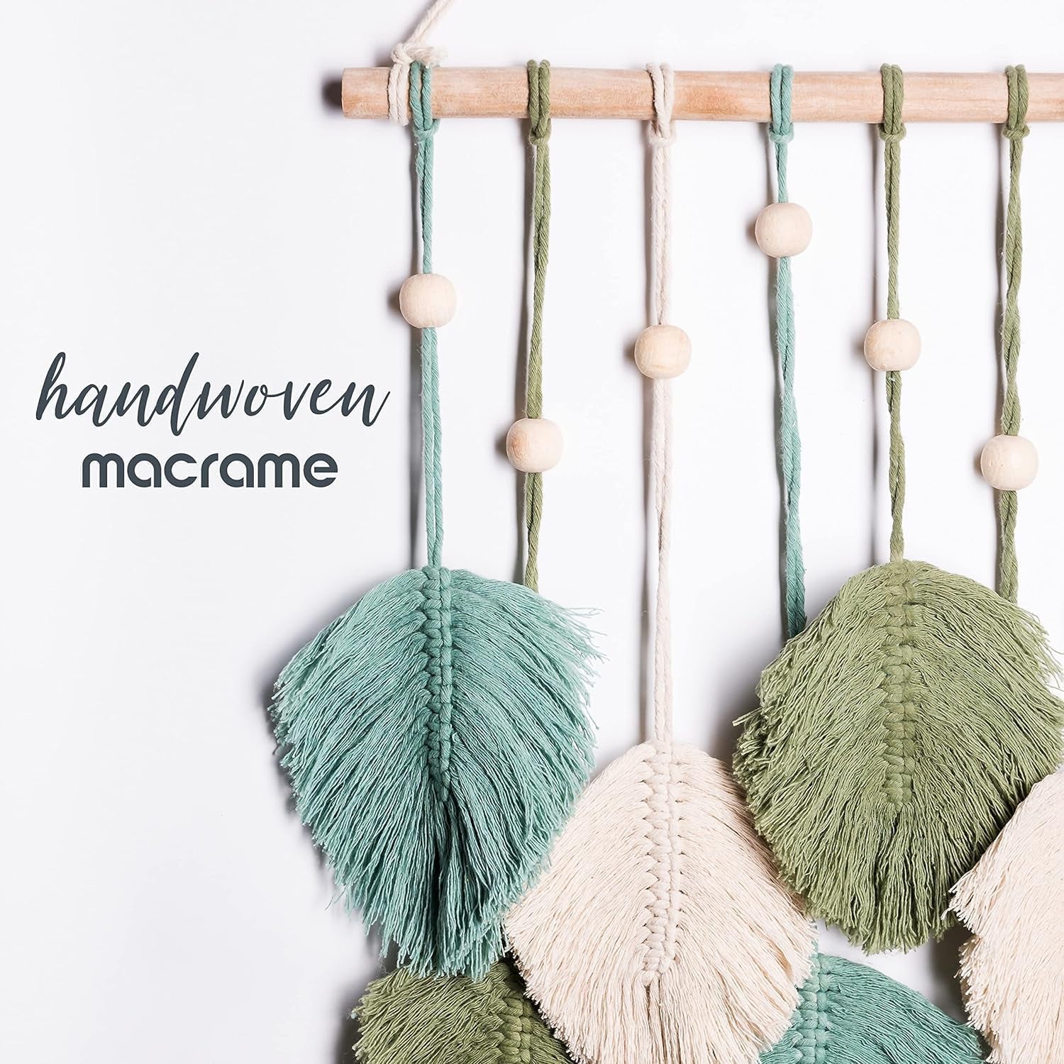 Handgefertigter hängender Wandteppich aus gewebten Blättern bis zum Haus – Accessoires und Dekorationen Naty Shop