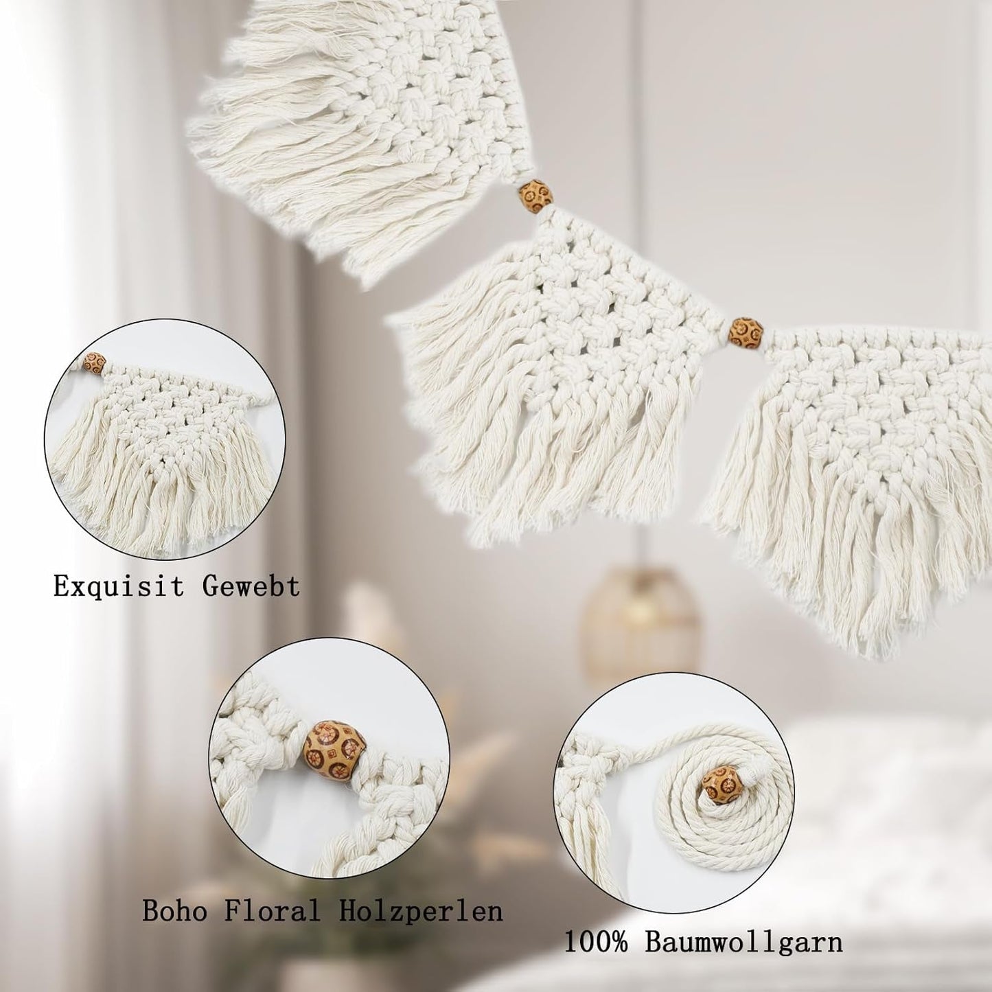 Gobelin Ihonyi Deco Chic Fransengirlande LED Home - Accessoires und Dekorationen Naty Shop