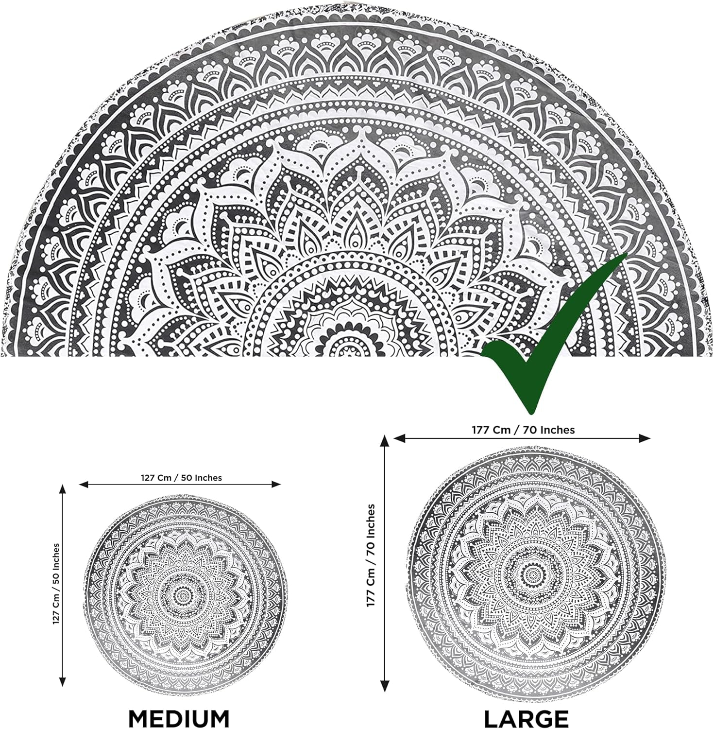 Gobelin Indien Strandtuch rund Mandala Hippiegroß indisch Zuhause - Accessoires und Dekorationen Naty Shop