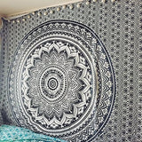 Indischer Wandteppich psychedelisches Mandala schwarz weiß India Home - Accessoires und Dekorationen Naty Shop
