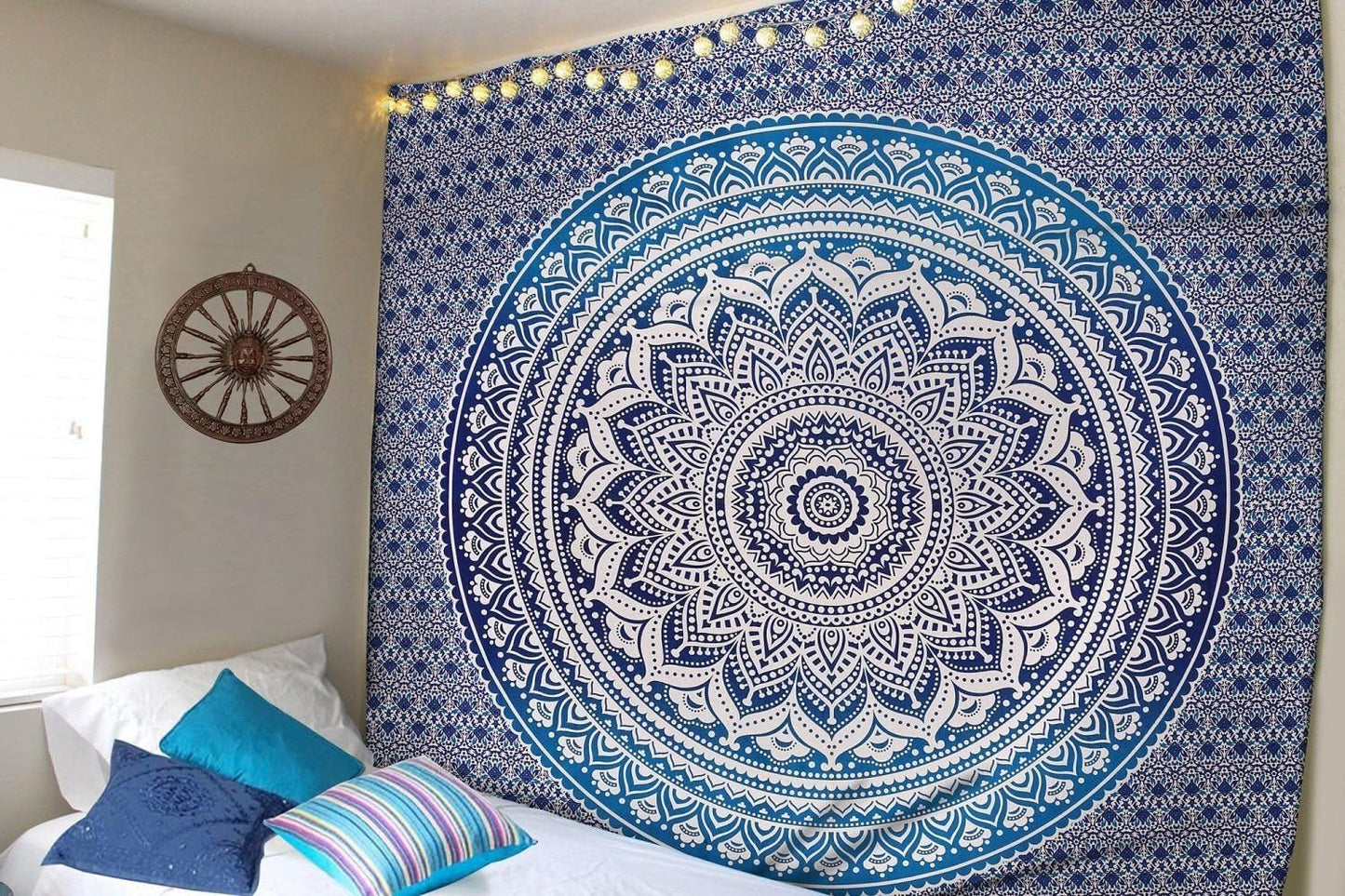 Indischer blauer Mandala-Wandteppich, ästhetische Raumdekoration, Zuhause – Accessoires und Dekorationen, Naty Shop