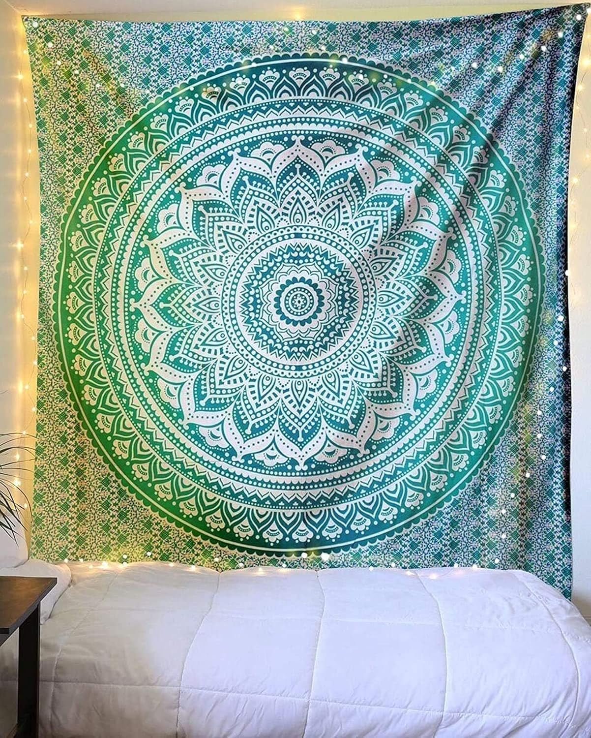 Indischer grüner Mandala-Wandteppich, ästhetische Dekoration, Heimdekoration – Accessoires und Dekorationen Naty Shop