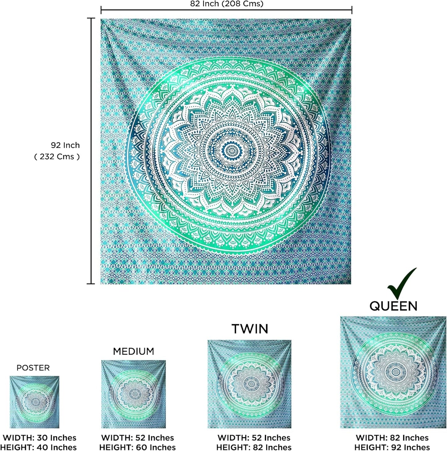 Indischer grüner Mandala-Wandteppich, ästhetische Dekoration, Heimdekoration – Accessoires und Dekorationen Naty Shop