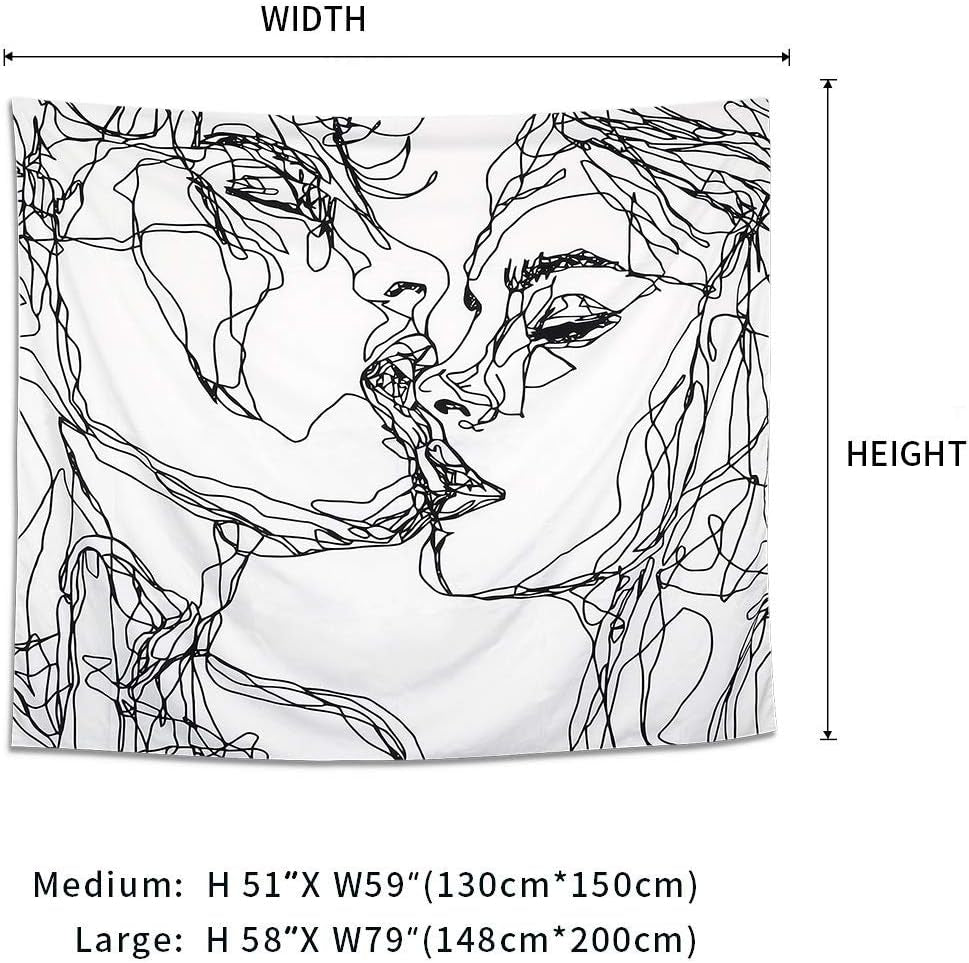 Gobelin Lomohoo abstrakte Skizzenkunst schwarz weiß küssend Zuhause – Accessoires und Dekorationen Naty Shop
