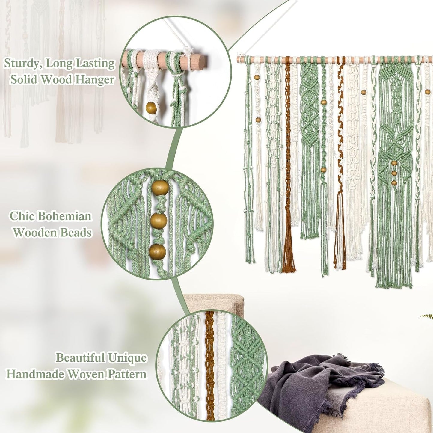Gobelin Lomohoo große Deko grün ästhetisch gewebt Home - Accessoires und Dekorationen Naty Shop