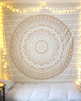 Mandala-Wandteppich, Raumdekoration, ästhetisches Gold, weiße Leinwand, Zuhause – Accessoires und Dekorationen, Naty Shop, Standardtitel