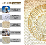 Mandala-Wandteppich, Raumdekoration, ästhetisches Gold, weiße Leinwand, Zuhause – Accessoires und Dekorationen, Naty Shop