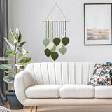 Wandteppich aus Holzperlen, grüne Blätter, Haken, Zuhause – Accessoires und Dekorationen, Naty Shop